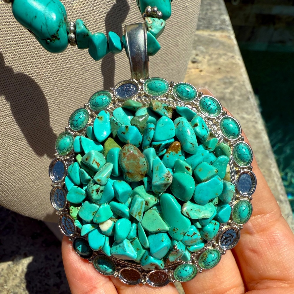 Turquoise Nuggets and Pendant Necklace - Picture 5 of 14